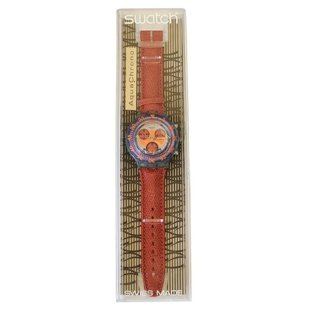 Swatch watch RED HARBOUR SBG100 1993 Aquachrono New old stock - Picture 2 of 9